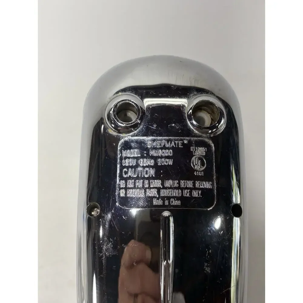 Chefmate Hand Mixer HM3000 200W Chrome w/ Attachments Beaters Dough Hooks